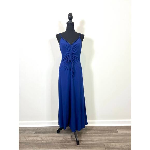 Proenza Schouler White Label Midi Dress in Blueberry Size 6 V-Neck Ruched Jersey - Picture 3 of 7